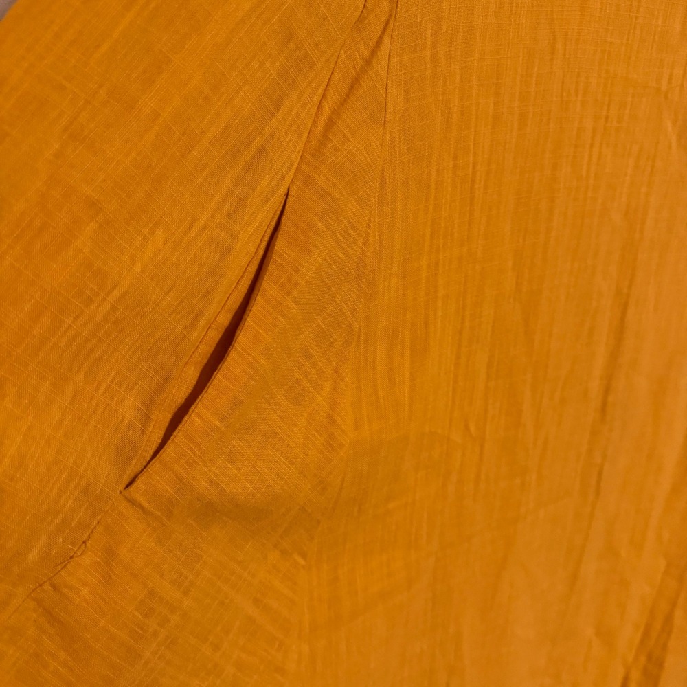 Before You Mustard Yellow Sleeveless Sharkbite Hem Midi Dress with Pockets S - Picture 2 of 3